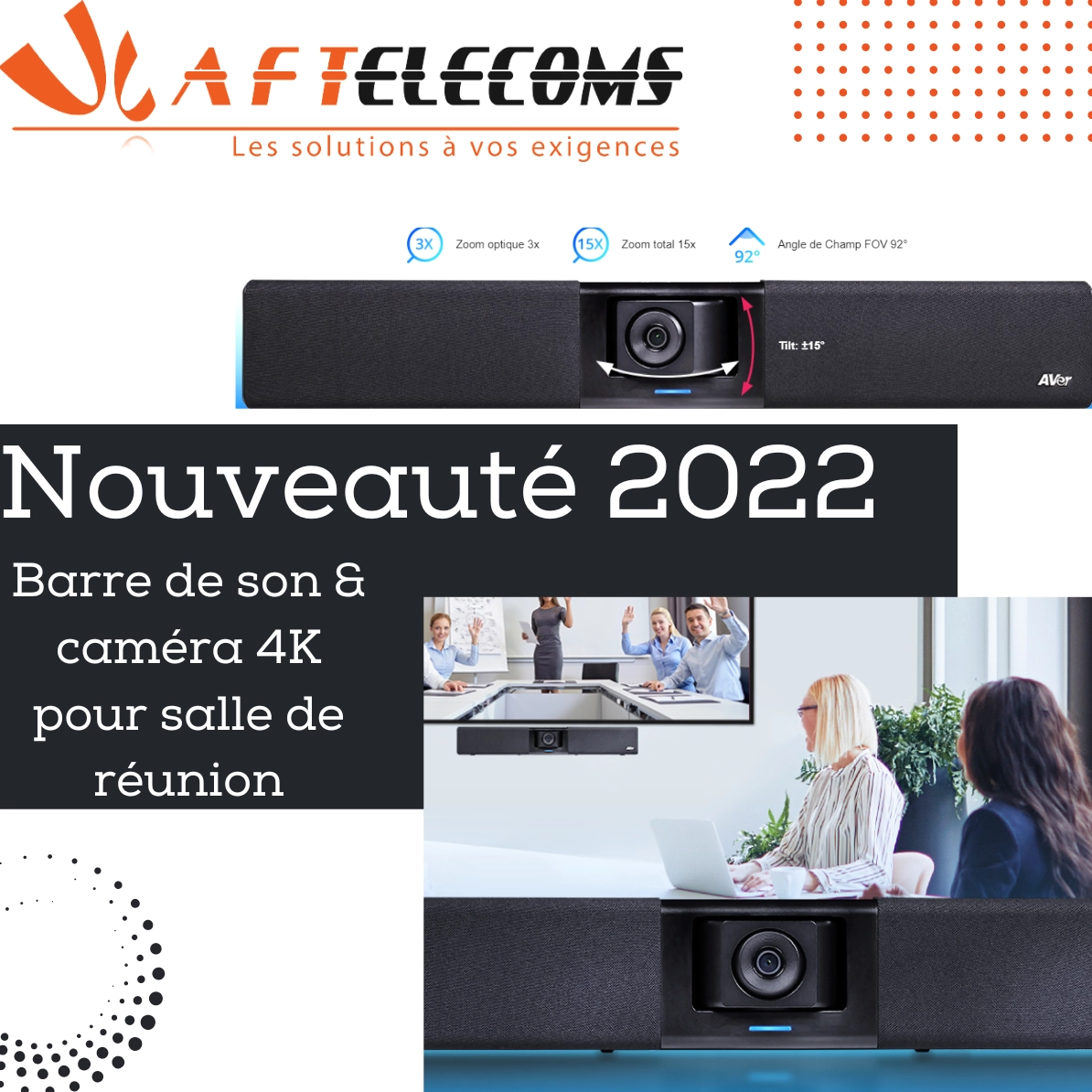 Nouveauté 2022 : Barre de son & caméra 4 K pour salle de réunion - Expert en téléphonie, télécoms, vidéosurveillance dans le Calvados